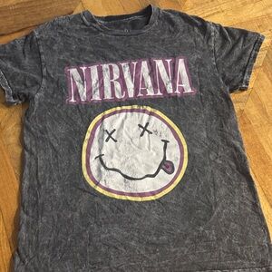 NIRVANA Charcoal Kids Tee with Purple Logo
